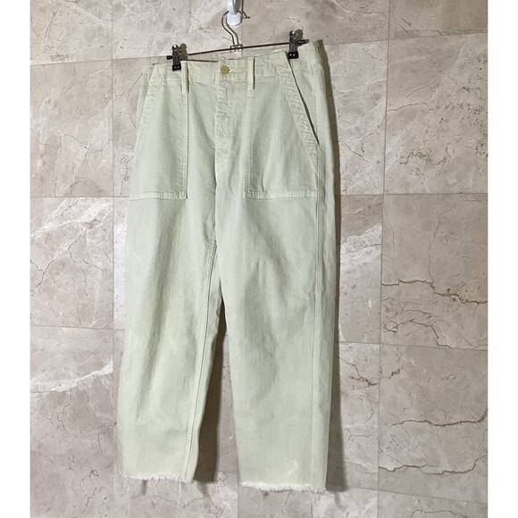 MOTHER Straight Patch Pocket Ankle Fray Jeans, Size 28, Butter Yellow Fall Denim - Picture 6 of 16